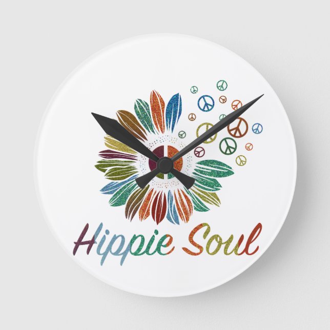 Relógio Redondo Alma Hippie Boho Paz e Amor  (Frente)
