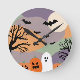 Relógio Redondo Almofada noite de halloween abóboras e fantasmas