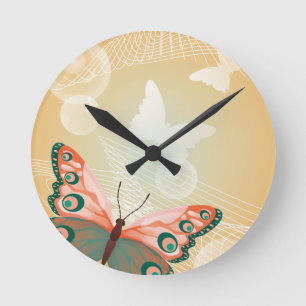 Relógio Redondo Aloha Hawaiian Butterfly Love Art Destinage