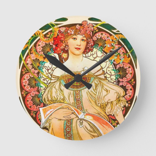 Relógio Redondo Alphonse Mucha Art Nouveau Daydre (Frente)