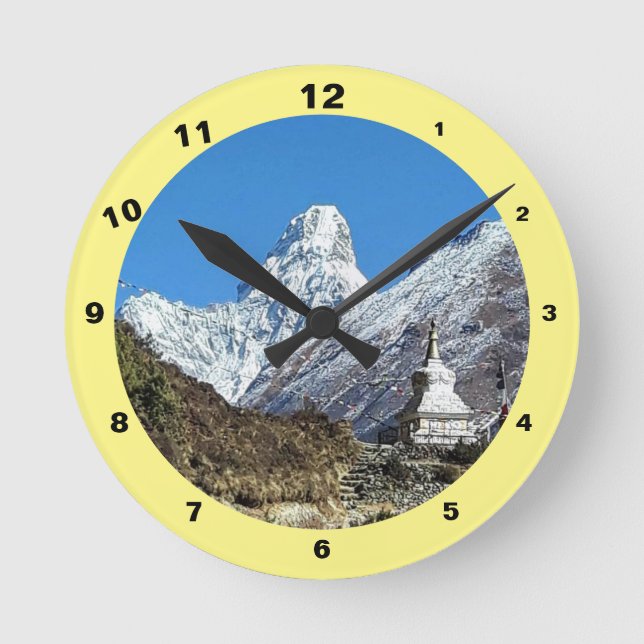Relógio Redondo Ama Dablam & Stupa, Sagarmatha, Himalaia, Nepal (Frente)