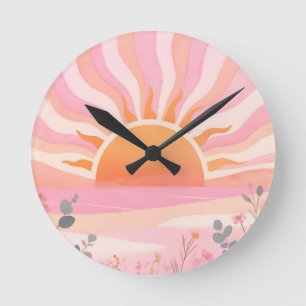 Relógio Redondo Amanhecer Pastel Boho Prado
