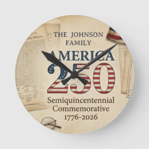 Relógio Redondo América Personalizada 250 Semiquincentenário 1776–