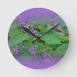 Relógio Redondo American Beautyberry (americana de Callicarpa)