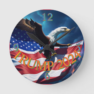 Relógio Redondo American Flag American American Eagle TRUMP 2024