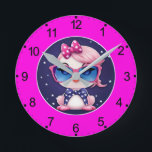 Relógio Redondo American Flag with Flamingo Cartoon-69680<br><div class="desc">American Flag with Flamingo Cartoon-69680</div>