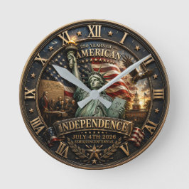 Relógio Redondo American Independence 250 Years July 4th 2026