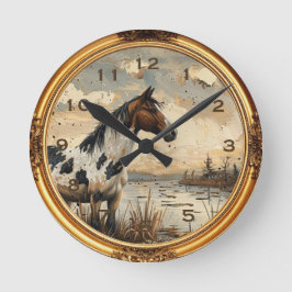 Relógio Redondo Americano Mustang Wild Horse Western Wall Clock
