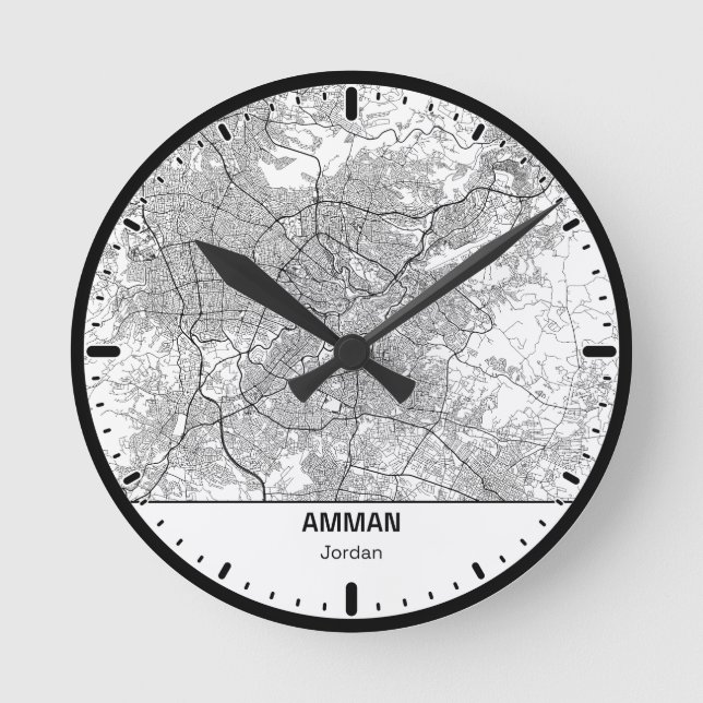 Relógio Redondo Amman Clock City Line Art (Frente)
