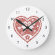 Relógio Redondo Amor com Flamingo de Coração Texturizado (Front)