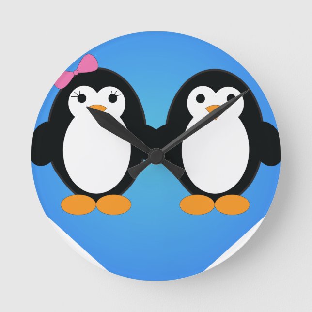 Relógio Redondo Amor com Pinguim (Frente)