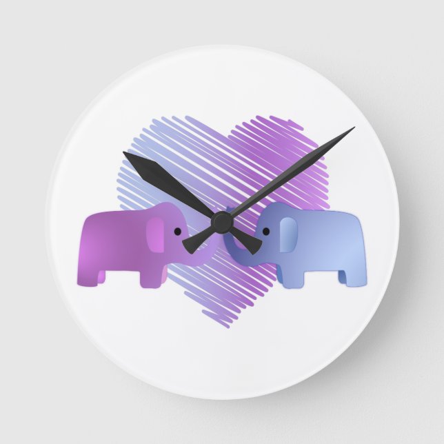 Relógio Redondo Amor de Elefante (Frente)