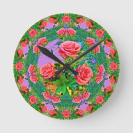 Relógio Redondo Anéis Rosa Rosa Rosa Rosa Rosa Rosa