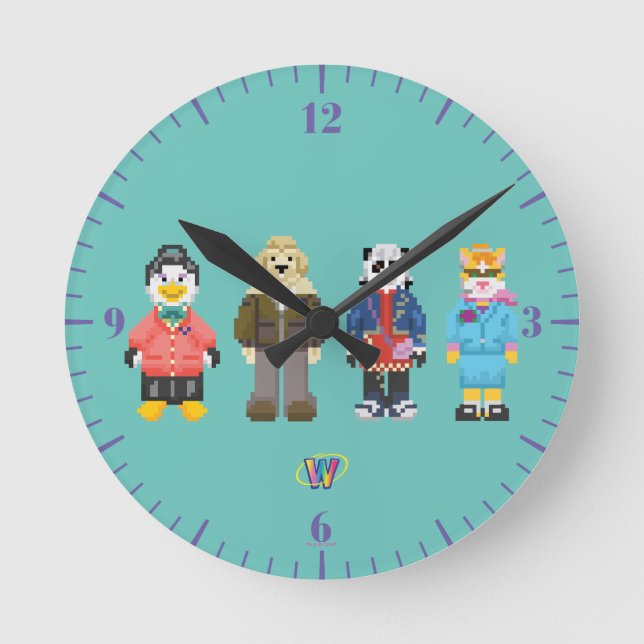 Relógio Redondo Anfitriões do pixel de Webkinz (Frente)