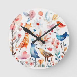 Relógio Redondo Animais lindos no jardim