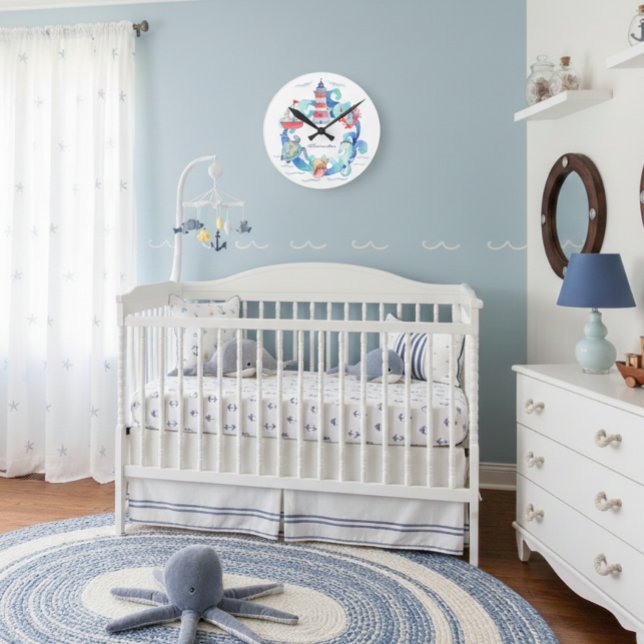 Relógio Redondo Animais Marinhos Nauticos Barco e Farol (Criador carregado)