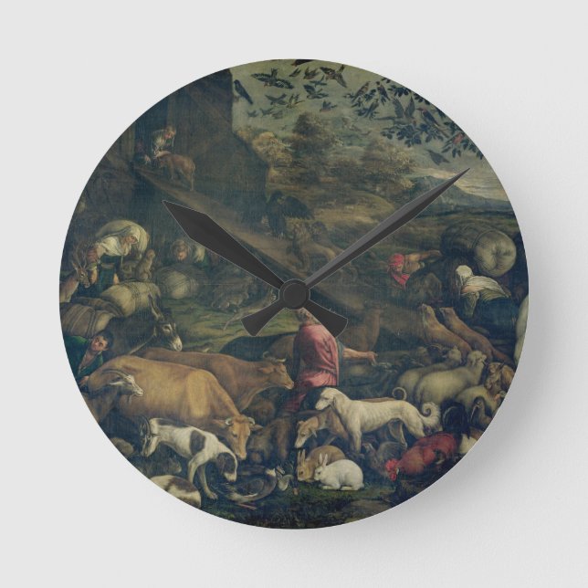 Relógio Redondo Animais que entram na arca (óleo em canvas) (Frente)