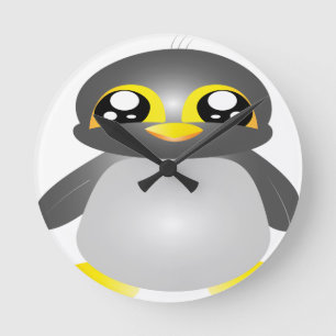 Relógio Redondo animal de pinguim engraçado