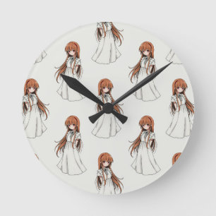 Relógio Redondo Anime Weeb Girl Manga Pattern Design