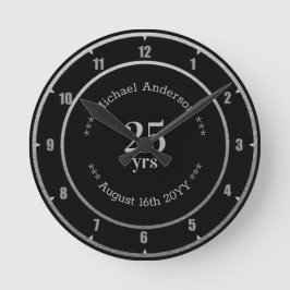 Relógio Redondo Aniversário ou Aposentadoria de 25 anos Personaliz