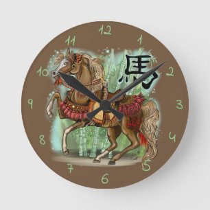 Relógio Redondo Ano chinês do zodíaco do cavalo