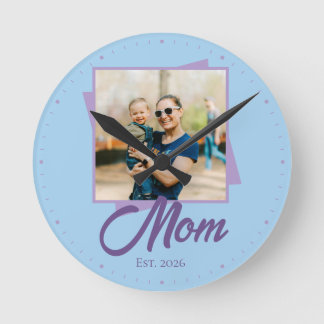 Relógio Redondo Ano de Fundação da Mamãe com Foto Personalizada