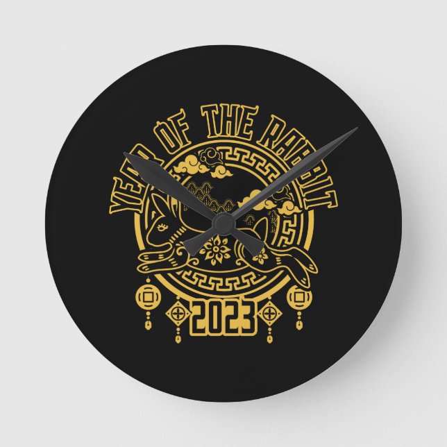 Relógio Redondo Ano Novo Lunar Chinês do Coelho (Frente)