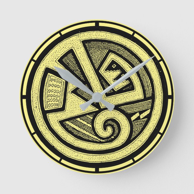 Relógio Redondo Antiga Potência Tribal Pueblo Arte Sudoeste (Frente)