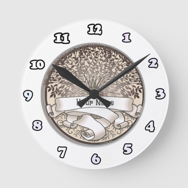 Relógio Redondo Apelido da árvore da família Crimson (Frente)