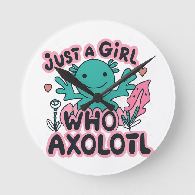 Relógio Redondo apenas uma garota que ama Axolotl (Frente)