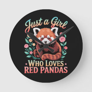 Relógio Redondo Apenas Uma Garota Que Ama Pandas Vermelhos