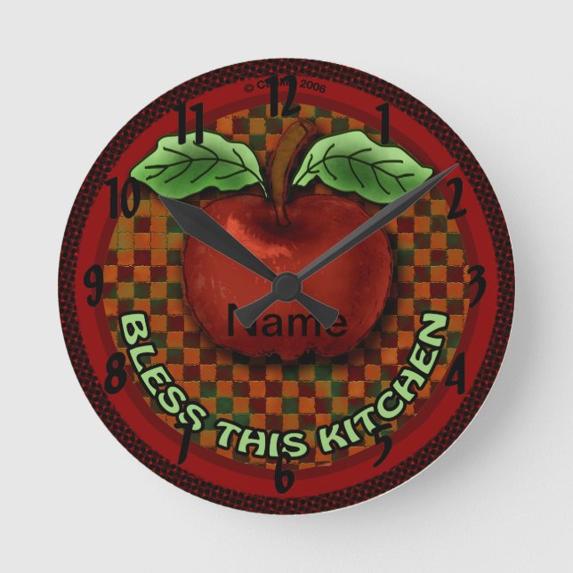 Relógio Redondo Apple Bless This Kitchen (Frente)