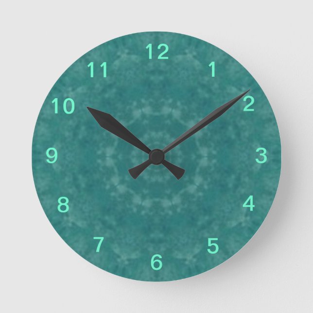 Relógio Redondo Aqua Swirls Kaleidoscope Wall Clock (Frente)