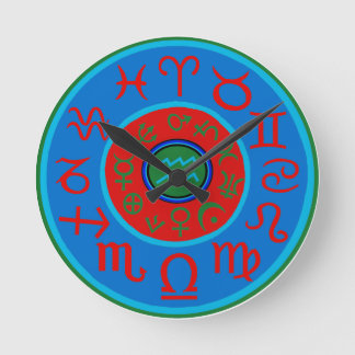 Relógio Redondo Aquário Astrologia Zodíaco