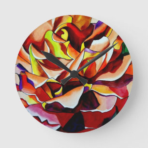 Relógio Redondo Arco-íris Arte original Rosa