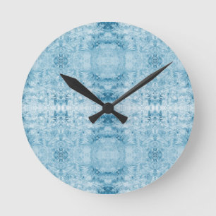 Relógio Redondo Arctic Pulse Padrão de Pena Azul e Branco