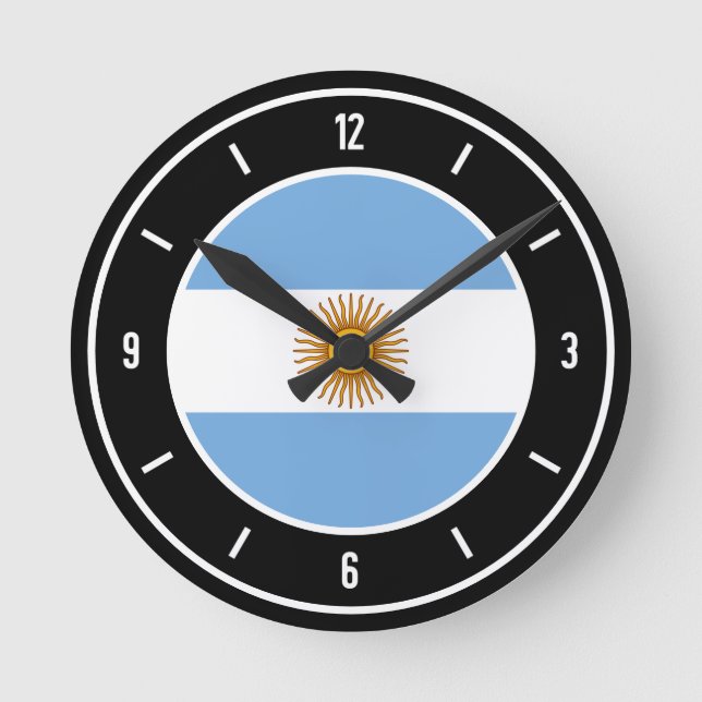 Relógio Redondo Argentina Flag Elegant (Frente)