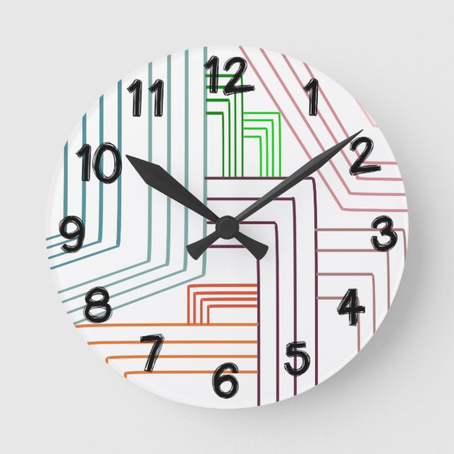 Relógio Redondo Art Deco Lines Round Clock (Frente)