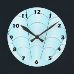 Relógio Redondo Art Deco Shell Design Blue Round Clock<br><div class="desc">Wall clock art deco design that you can customise with any text of your choice. Should you require any help with customising then contact us through the link on this page. Art deco wall clock.</div>