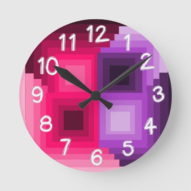 Relógio Redondo Art Deco Squares (Frente)