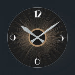 Relógio Redondo Art Deco Sunrays com Números<br><div class="desc">Faça-o influir em arte para forçar seu lugar... </div>