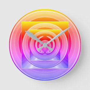 Relógio Redondo Arte Abstrato Contemporânea Arco-Íris