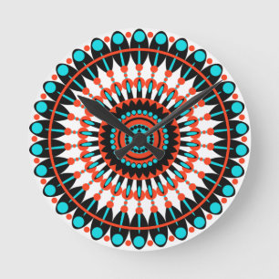 Relógio Redondo Arte Colorida de Mandala Geométrica-46456