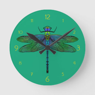 Relógio Redondo Arte Colorida do Imperador Dragonfly