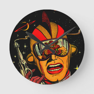 Relógio Redondo Arte cómica do astronauta da ficção científica