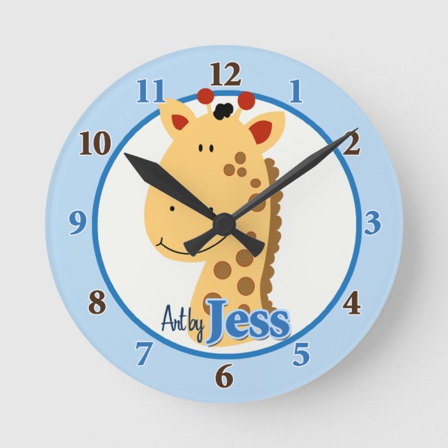 Relógio Redondo Arte de Jess Giraffe Clock (Frente)