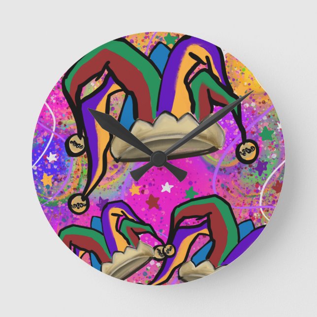 RELÓGIO REDONDO ARTE DE MARDI GRAS      (Frente)