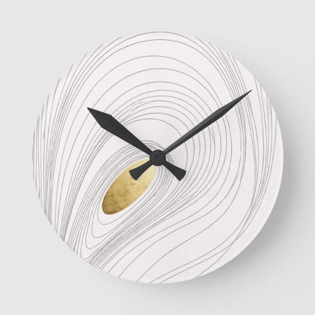 Relógio Redondo Arte de Parede Oval Dourado Abstrato (Frente)