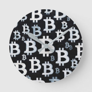 Relógio Redondo Arte do Bitcoin (BW #1) pintura a óleo
