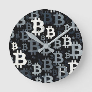 Relógio Redondo Arte do Bitcoin (BW #3) pintura a óleo